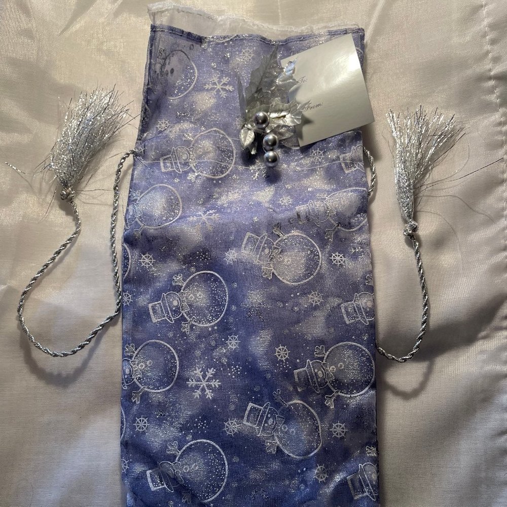Snowman Semi-Sheer Nylon Wine Pouch